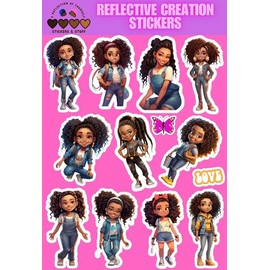Black girl magic, scrapbooking stickers, laptop decals, mixed girls, multicultural, diverse stickers
