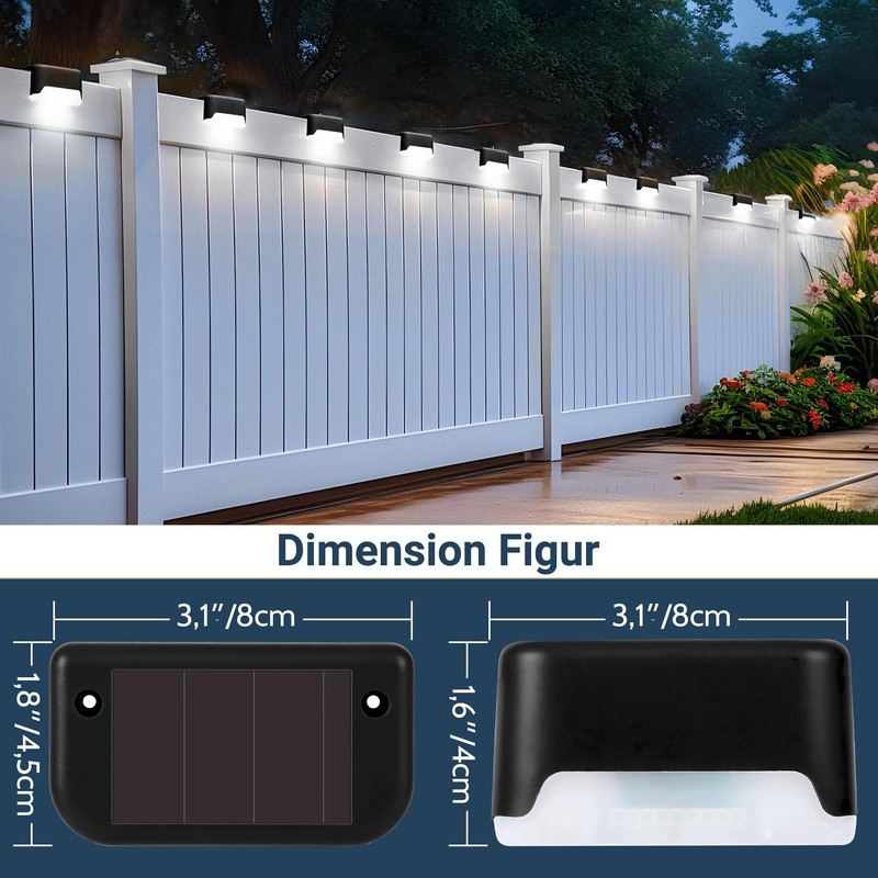 Solpex Solpex Solar Deck Lights, 8 Pack Solar Step Lights