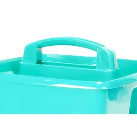 Storex 3-Compartment Small Caddy – Multipurpose Classroom Organizer with Handle, Aquamarine, 6-Pack (00952A06C)
