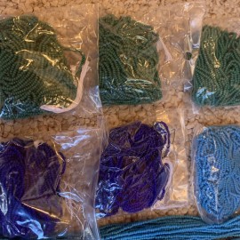 Round Seed Beads Size 11 Lot Of 3 Colors, Teal Green Purple