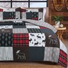 Cozy Line Home Fashions Red Patchwork Quilt Bedding Set (Moose,