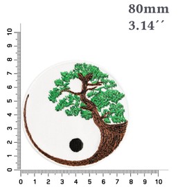 Yin Yang Tree of Life Embroidered Patch, Buddhist Zen Yin Yang Tree Patch, Balance of Nature, Appliqué for Sewing, Yoga Sticker, Sticker for All Fabrics, 80 x 80 mm
