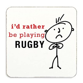 I'd Rather Be Playing Rugby Coaster Cork Back Husband Gift Present Novelty Birthday Christmas Valentines Present