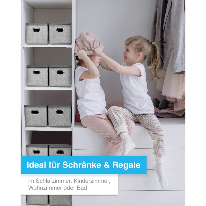 TOPP4u 3 x Small Storage Boxes with Lid, High-Quality Fabric