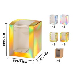 Anlising Pack of 20 Individual Cupcake Boxes, Kraft Paper Gift Boxes with Viewing Window, Paper Bakery Boxes, Kraft Paper Cardboard with Viewing Window, Pastry Packaging Boxes, for Muffins, Weddings,