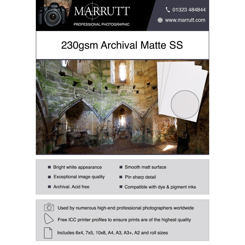Marrutt 230gsm Archival Matt Single Sided Inkjet Photo Paper (6"