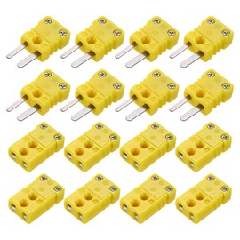 sourcing map Mini K Type Thermocouple Wire Connectors Male Female Plug Adapter High Temperature 120°C(248°F) for Thermocouple Sensor Probe Yellow 8 Set
