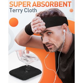 Sport Headbands/Wristbands Sweatband for Men Women,Non-Slip & Sweat Wicking Athletic Sweatband for Basketball, Running,Working Out,Tennis Terry Cloth to Keep Your Head Dry & Cool (A-3-Colorful)