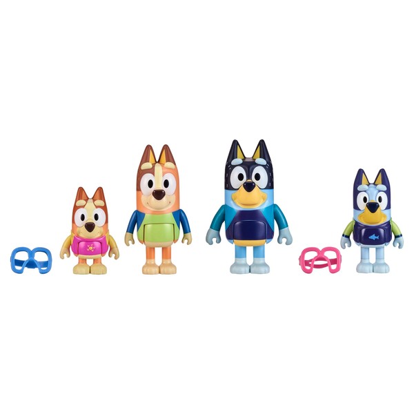 Bluey Figure 4-Pack, Family Beach Day 2.5-3 Inch, Bingo, Bandit