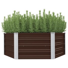 CHARMMA Raised Garden Bed Brown Galvanized Steel 50.8x50.8x18.1 in,Pots & Planters-45710