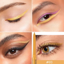 Hyesamyo Gold Eyeliner Retractable Gold Glitter Eyeliner Pencil Waterproof Long Lastiing Smudge-resistant #03