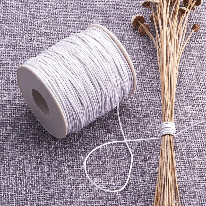 PandaHall 100 Yards/Roll Braided Cotton Cord 1mm Waxed Cotton Cord