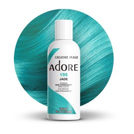 Adore Adore Semi Permanent Hair Color - Vegan and Cruelty-Free Green Hair Dye - 4 Fl Oz - 195 Jade (Pack of 1)