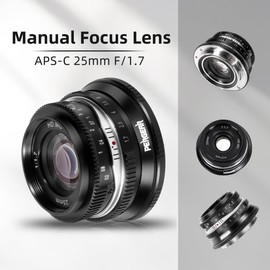Pergear 25mm F1.7 Large Aperture Manual APS-C M4/3 Mount Lens Compatible with Panasonic GH6, GH5,GH5II GH4, GM5, GX1, G9II Olympus OM-1 II, E-M5 III,OM-5,E-P7,E-M10 IV （Black）