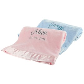 berry bebe Large Baby Blanket, Blue, Soft Plush Mink with Satin Trim Perfect Baby Gift for Baby Boy