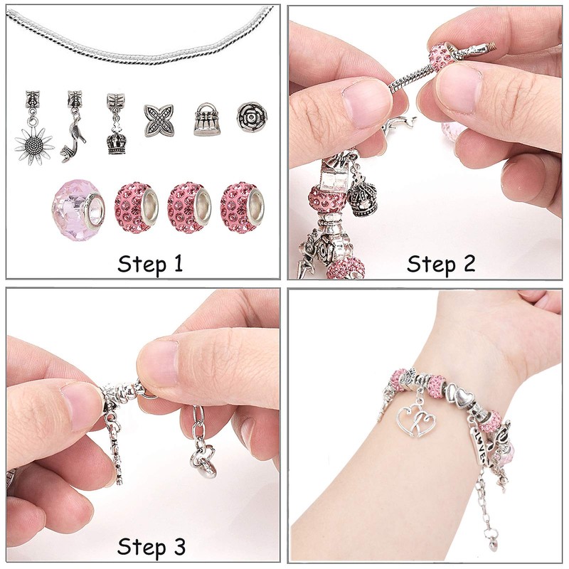 Linkbro DIY Charm Bracelet Kit, Gift Girls 8-12 Years, DIY