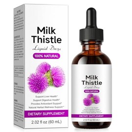 Milk Thistle Liquid Drops 600mg per Serving - Alcohol-Free Liver Support & Digestive Aid - Natural Detox & Antioxidant Properties - 60ml Vegan Supplement