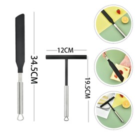FCSNJH Crepes distributor, crepe spatula, crepe accessories, crepe pan, crepe distributor, crepe maker accessories, crepes pan, pancake turner, stainless steel crepe spatula and distributor set