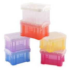 shioyoong 6 Pack Small Storage Mini Boxes with Lids, Clear Mini Plastic Storage Box, Stackable Mini Organizer with Lids for Jewelry, Crafts, and Office Supplies (Multi-color)