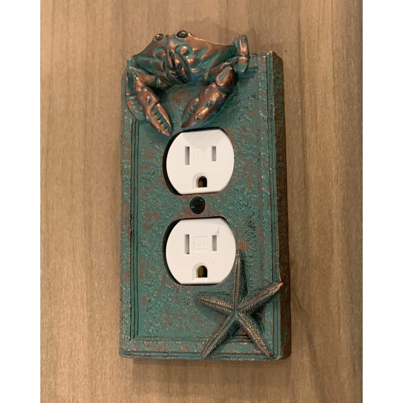 Top Brass Nautical Crab Starfish and Seashell Beach Electrical Cover