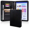 Calfinder 3 Ring Portfolio Binder,PU Leather Padtfolio Binder with Zipper,Padfolios
