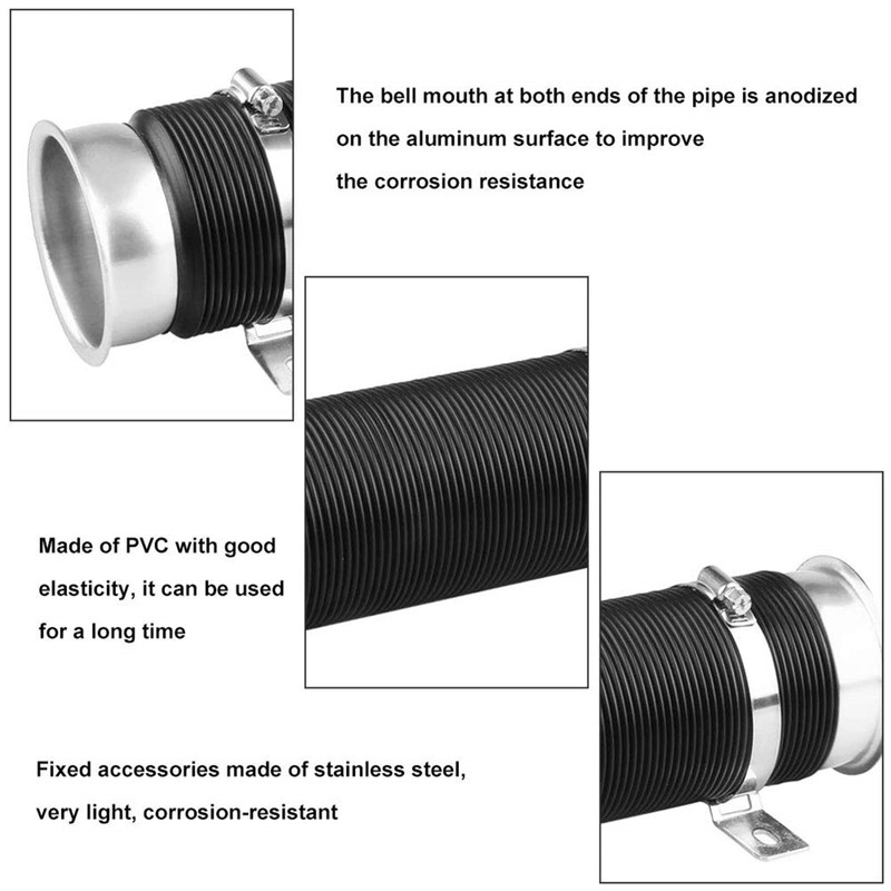 Sporacingrts Universal Multi Adjustable 77mm Flexible Cold Air Intake Pipe