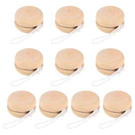 Milisten 10pcs Wooden Yoyo Ball Toys Panting Yoyo Ball Bearing Yoyo with String Wood Drawing DIY Toy for Party Favors for Kids Children