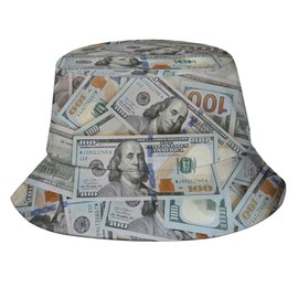 Us Bill Dollars Bucket Hats Fashion Sun Cap Packable Outdoor Fisherman Hat for Women and Men