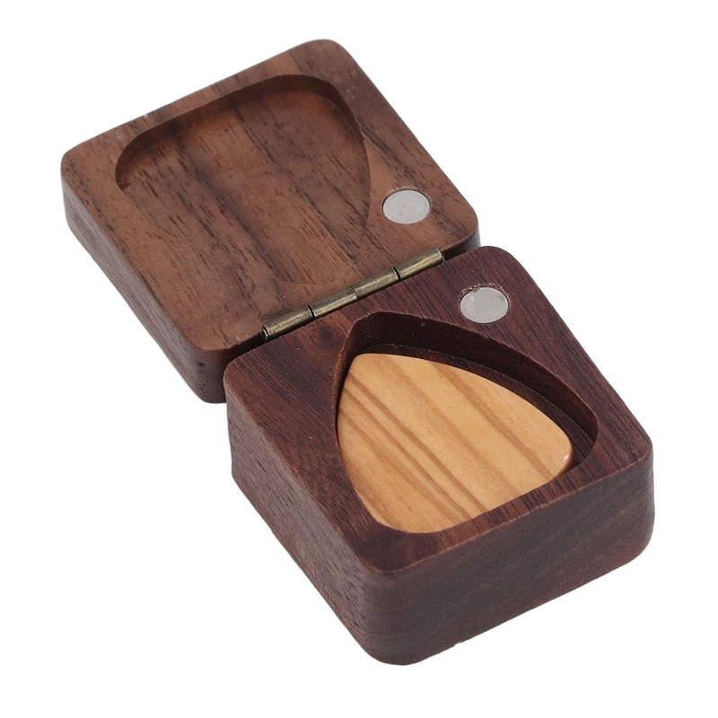 Guitar Picks Box Portable Multifunctional Wooden Guitar Picks Case Storage