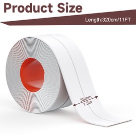 Mokani Caulk Tape Waterproof Self Adhesive, 1 Roll White Caulking Sealant Strip for Kitchen, Countertop, Bathroom, Bathtub, Toilet, Shower, Floor Wall Edge Protector with Sealing Tool (1.5" x 10.5Ft)