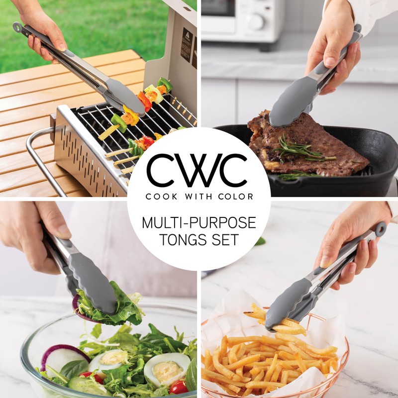 COOK WITH COLOR Stainless Steel Silicone Tipped Kitchen & BBQ