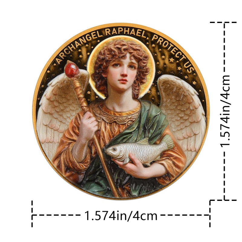 Archangel Raphael Prayer Coin - Patron Saint of Healing &