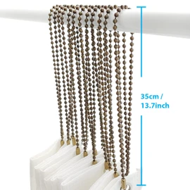 Antique Brass Shower Curtain Hooks, 27 Inch Ball Chain Design, 12 Pack Rust-Resistant Metal Curtain Rings for Bathroom Rods, Heavy Duty 4.5mm Shower Curtain Hangers