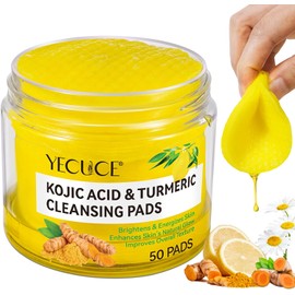 NIFEISHI- Almohadillas limpiadoras con ácido kójico y cúrcuma, 50 unidades, almohadillas limpiadoras con cúrcuma, almohadillas exfoliantes faciales con cúrcuma