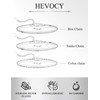 HEVOCY 3-Piece Silver Bracelet Set for Men, Thin Stainless Steel