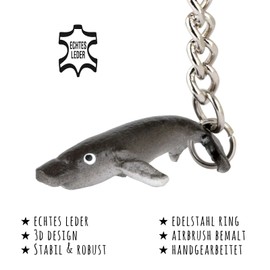 MONKIMAU Children's Leather Keyring Dolphin Zoo Figure