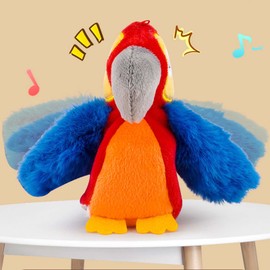 CHOOSE-IT Cat Toy Realistic Flapping Wings Interactive Bird Toy for Bored Cats, Includes Catnip Compartment and Noise-Making Feature Rechargeable Touch Activated(Parrot)