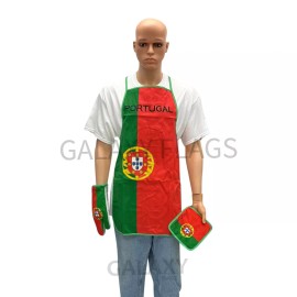 Kitchen Portugal Flag Kitchen & BBQ 3pc Set w/Apron Oven Mitt Potholder Portugal Flag
