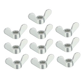 sourcing map M6 Wing Nuts Zinc Plated Fasteners Parts Screws Cymbals Butterfly Nut Silver Tone 10pcs