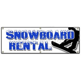 72" Snowboard Rental Banner Sign skis Poles Boots Lessons Rent Snow Board