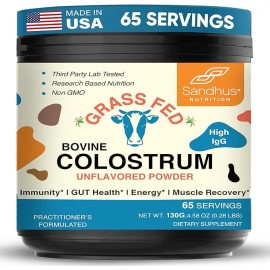 Sandhus Bovine Colostrum Powder – Digestive & Immune Health Supplement – Natural Gut Support – 0.28 lbs Edible Daily Wellness Formula