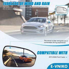 Covnikyer Passenger Side Power Heated Mirror Glass Assembly Replacement for Ford Fusion 2013 2014 2015 2016 2017 2018 2019 2020 - Right Side Rear View Exterior Side Convex Mirrors with Backing Plate