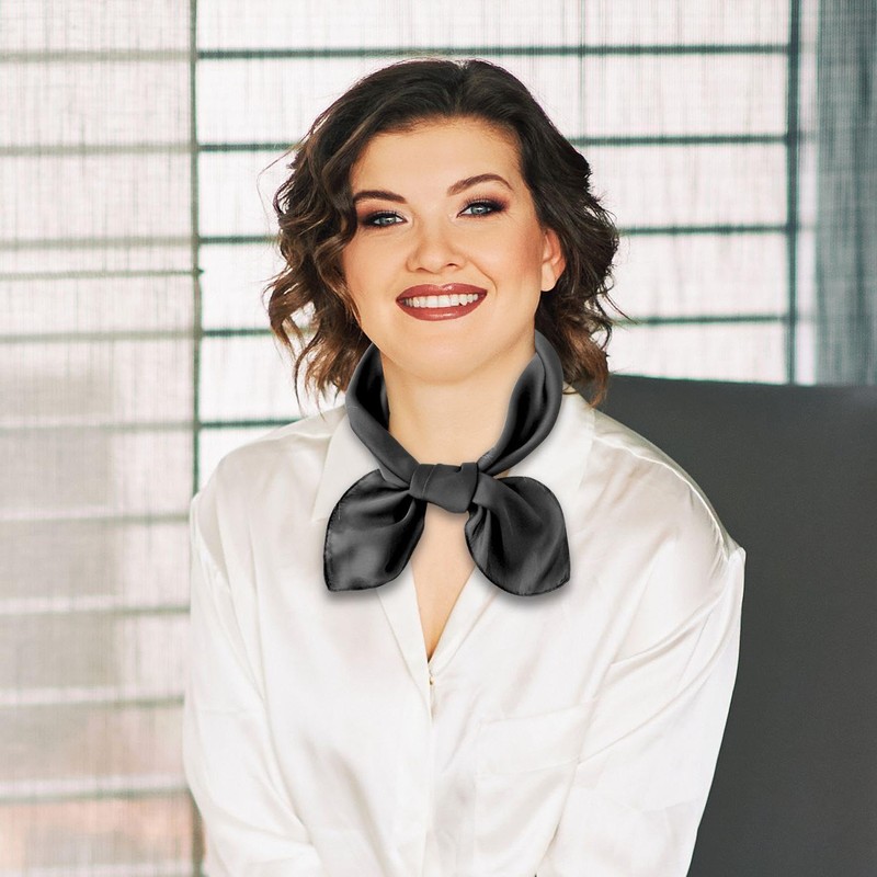 2 Pieces Black And White Silk Scarf, Square Scarf For