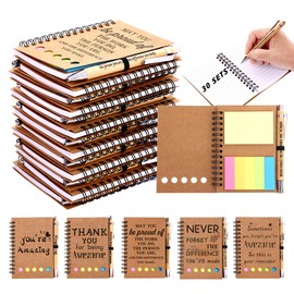 30 Sets Christmas Employee Appreciation Gifts Bulk Inspirational Spiral Notebook with Sticky Note and Motivational Bamboo Pens Thank You Gifts for Employees Coworkers,Teachers,Nurse,Office Staff,Team,Volunteer