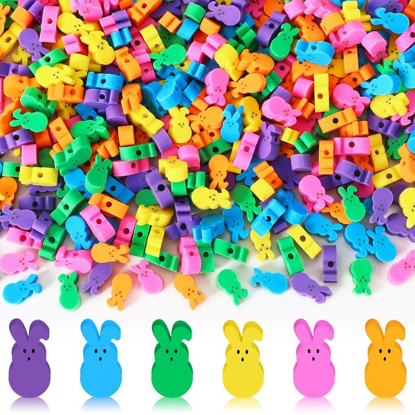 SEPGLITTER Easter Polymer Clay Beads, 300pcs Bunny Mixed Spacer Clay
