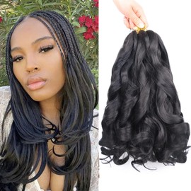 8 Packs French Curly Braiding Hair 12 Inch Loose Wave Spiral Curly Crochet Hair for Black Women Pre Stretched Braiding Hair with Curly Ends (12 inch, 1B#)
