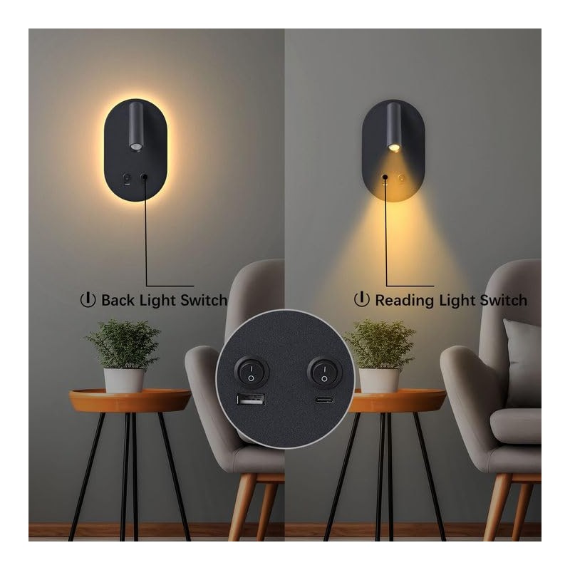 Wall Lamp Plug in Hardwired 2 in 1 Wall Sconces,