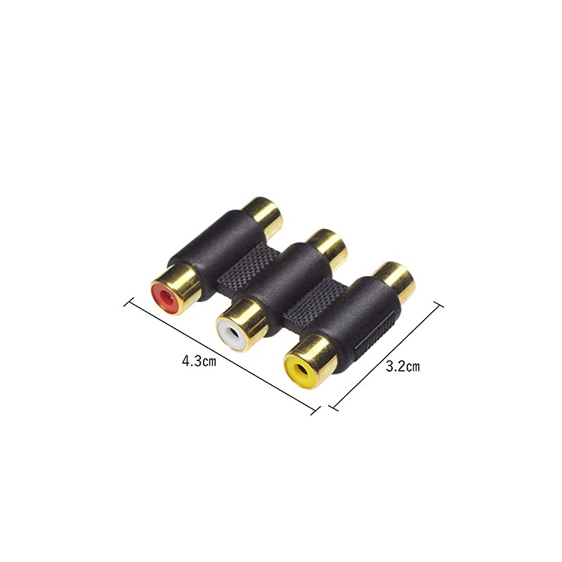KAUMO RCA Extension Connector RCA Relay Connector Red White Yellow