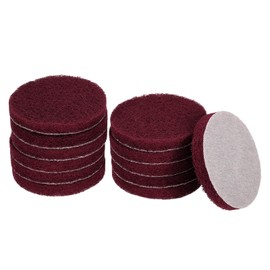 sourcing map 12pcs Scrubber Scouring Pads 500 Grits 3 Inch Drill Power Brush Hoop and Loop Surface Conditioning Disc Drill Scuffing Disc Scrub Pads for Home Kitchen Cleaning, Dark Red