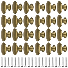 KOHAND 30 Pcs 30mm Vintage Brass Cabinet Knobs, Chic Drawer Knobs, Round Furniture Knobs for Kitchen, Bathroom, Bedroom, Wardrobe